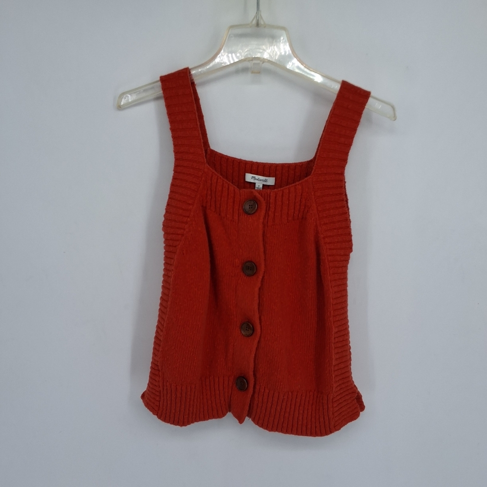 Madewell Orange Knit Button-Up Tank